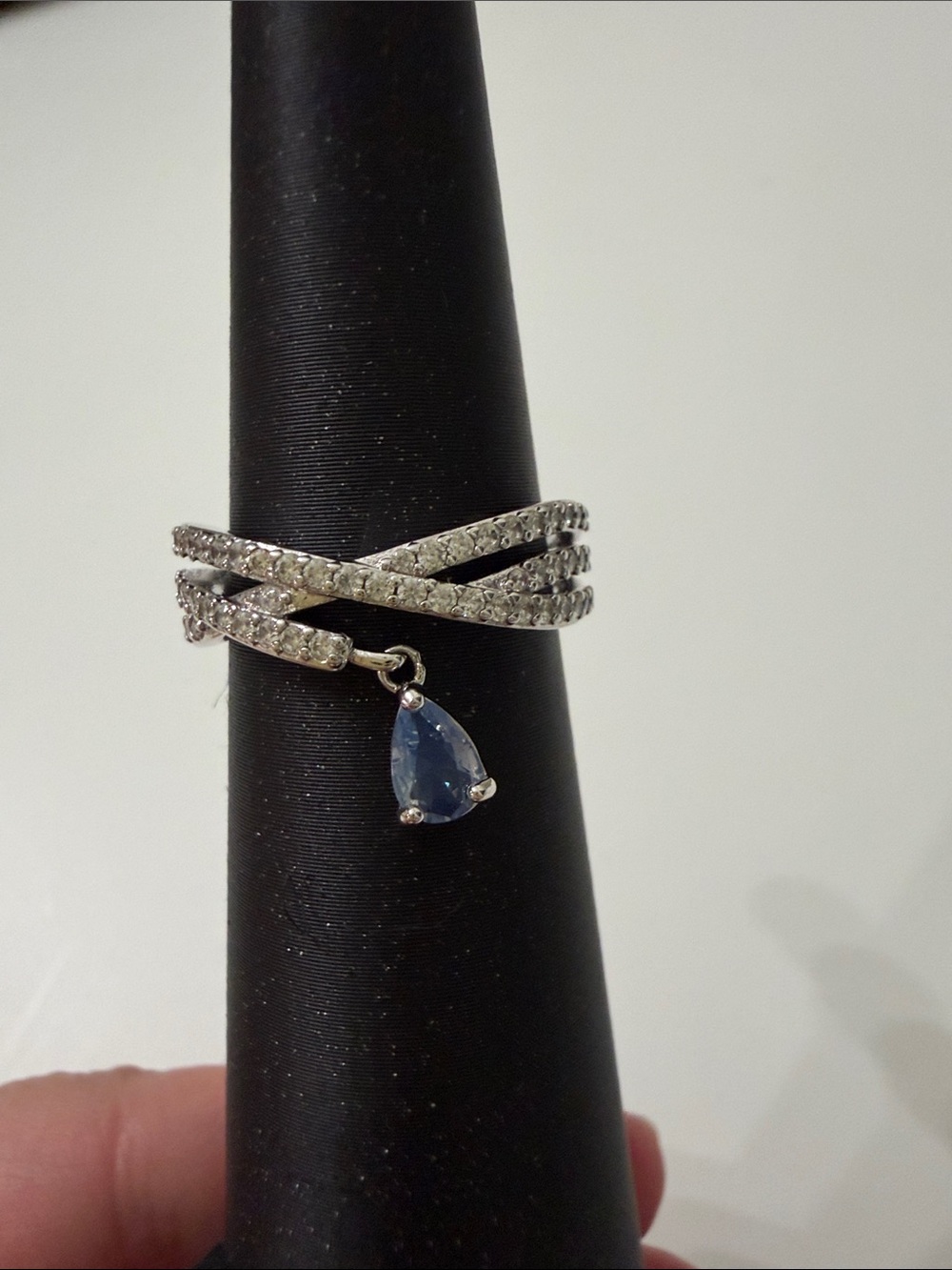 BP ring with dangle stone